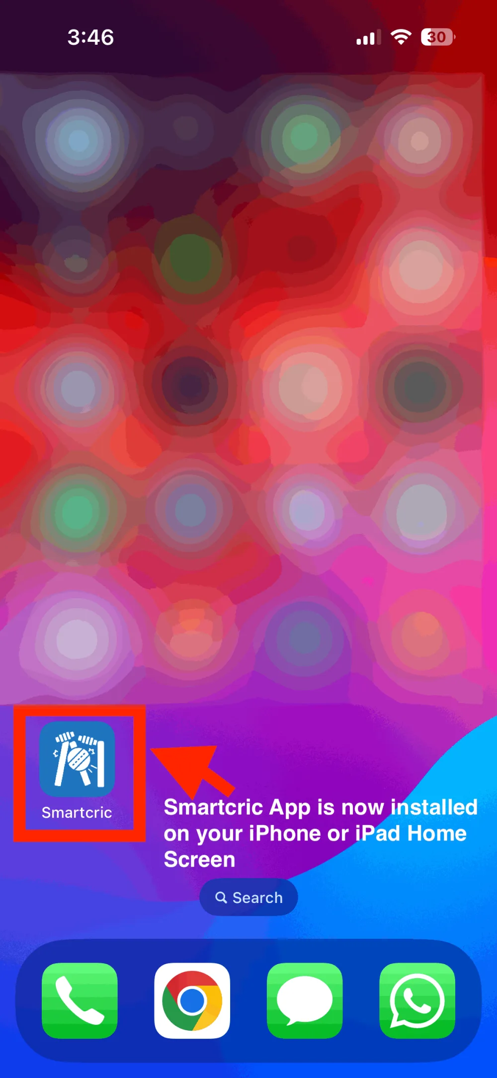 The CricHD icon on an iPhone Home Screen